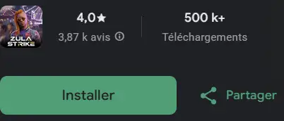 Google Play listing showing more than 500K downloads